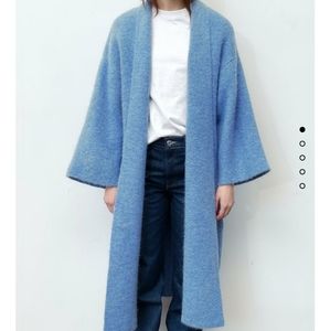 Zara long blue alpaca blend coat limited edition 💙
